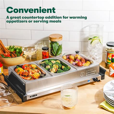 BELLA 3 x 1.5 Quart Triple Electric Buffet Server, Food Warming .